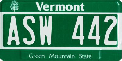 VT license plate ASW442