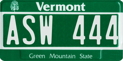VT license plate ASW444