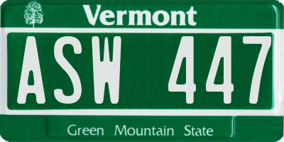 VT license plate ASW447