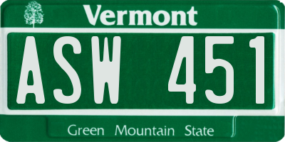 VT license plate ASW451