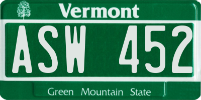 VT license plate ASW452