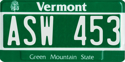 VT license plate ASW453