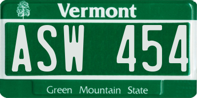 VT license plate ASW454