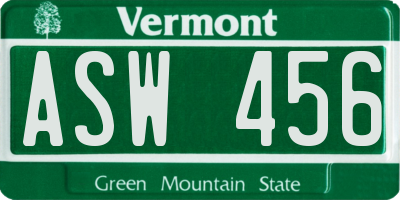 VT license plate ASW456