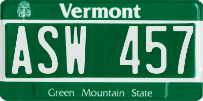 VT license plate ASW457
