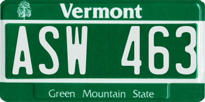 VT license plate ASW463