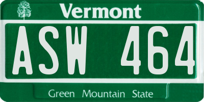 VT license plate ASW464