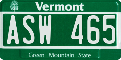 VT license plate ASW465
