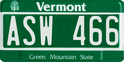 VT license plate ASW466
