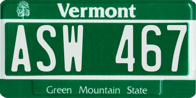 VT license plate ASW467