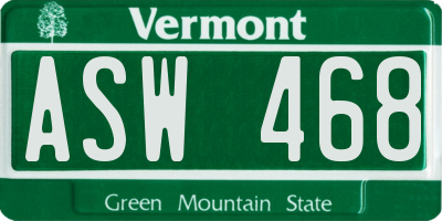 VT license plate ASW468
