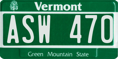 VT license plate ASW470