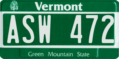 VT license plate ASW472