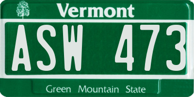 VT license plate ASW473