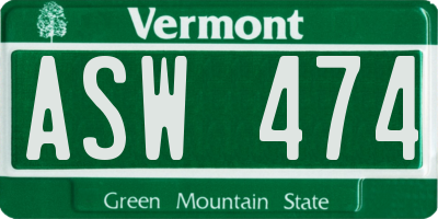 VT license plate ASW474