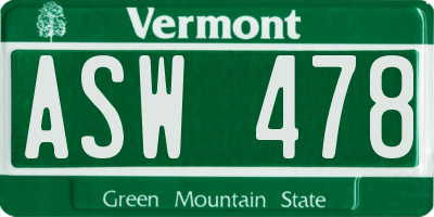 VT license plate ASW478