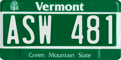 VT license plate ASW481