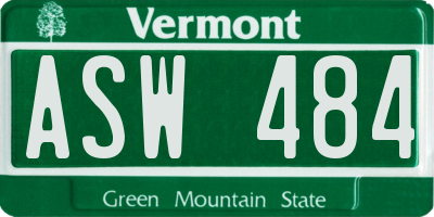 VT license plate ASW484