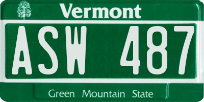 VT license plate ASW487