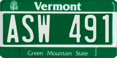 VT license plate ASW491