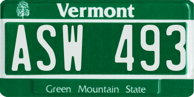 VT license plate ASW493