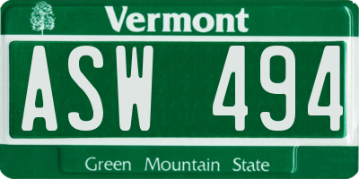 VT license plate ASW494