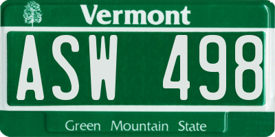 VT license plate ASW498