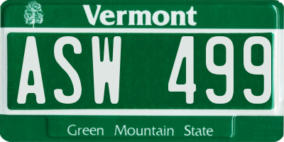 VT license plate ASW499