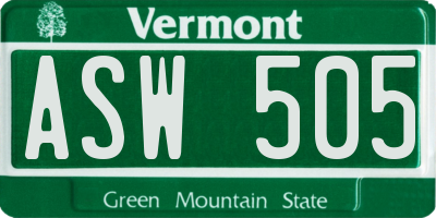 VT license plate ASW505