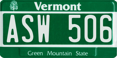 VT license plate ASW506