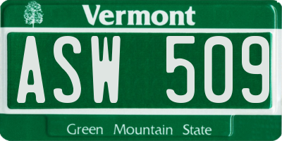 VT license plate ASW509