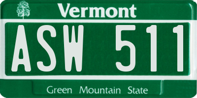 VT license plate ASW511