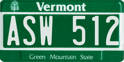 VT license plate ASW512