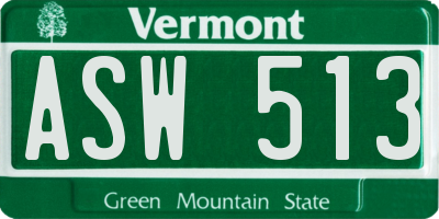 VT license plate ASW513