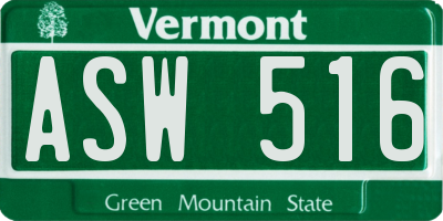 VT license plate ASW516