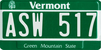 VT license plate ASW517