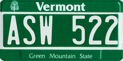VT license plate ASW522