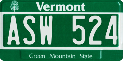 VT license plate ASW524
