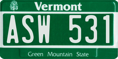 VT license plate ASW531
