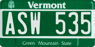 VT license plate ASW535