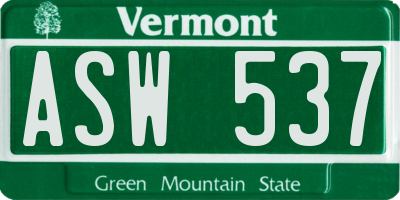 VT license plate ASW537
