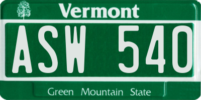 VT license plate ASW540