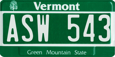 VT license plate ASW543