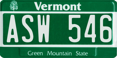 VT license plate ASW546