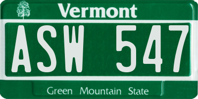VT license plate ASW547