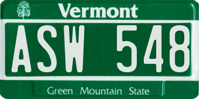 VT license plate ASW548