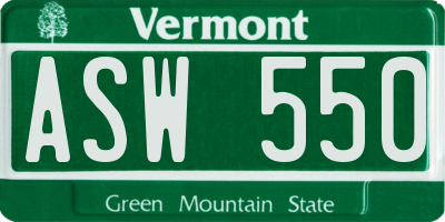 VT license plate ASW550