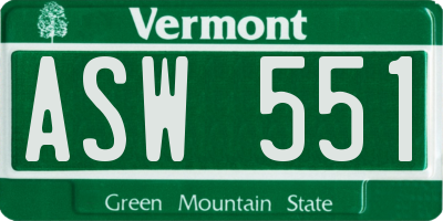VT license plate ASW551