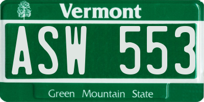 VT license plate ASW553