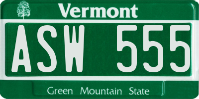 VT license plate ASW555